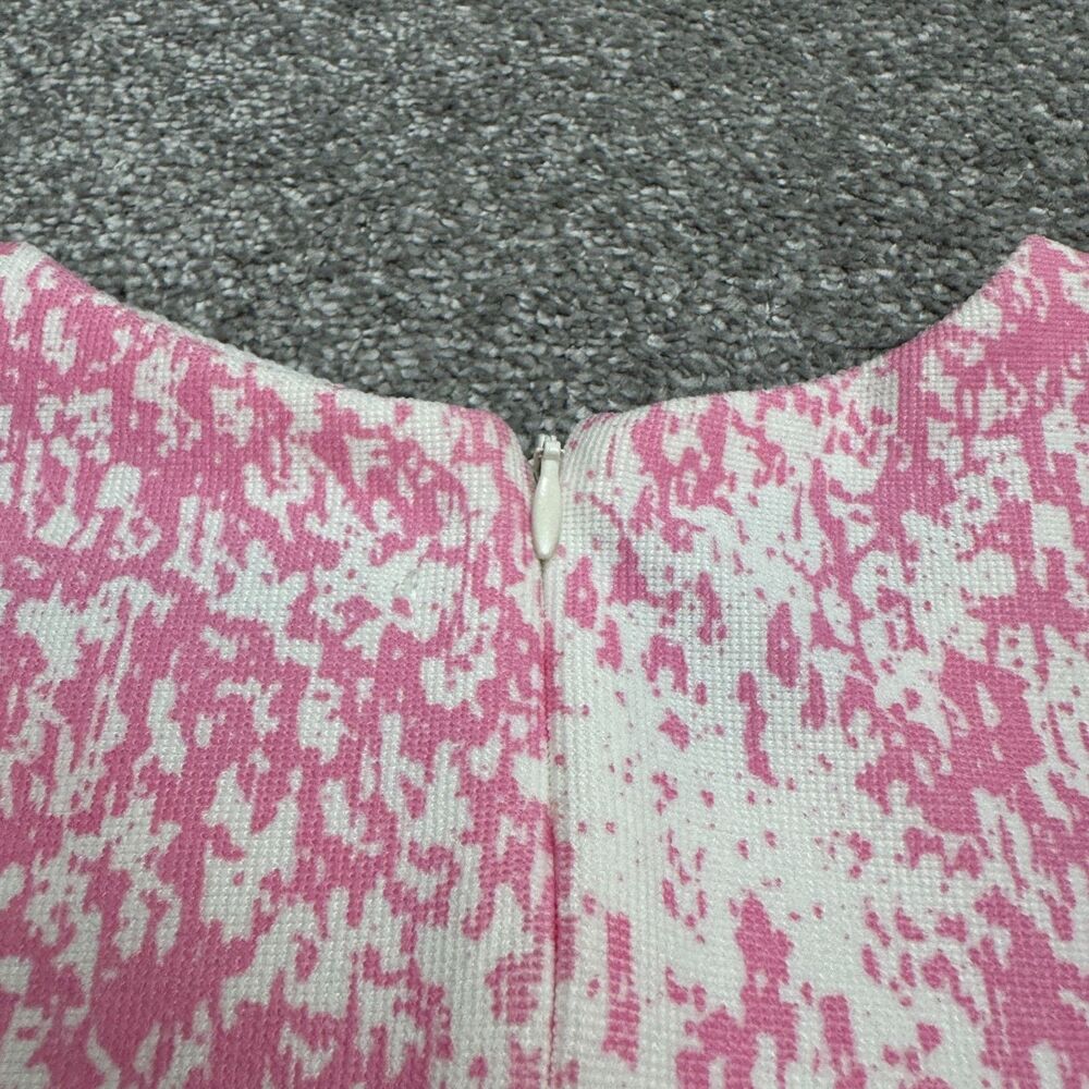 Zara Knit Patterned Midi Shift Dress Womens Small Pink White Pockets Stretch NWD - Picture 15 of 16